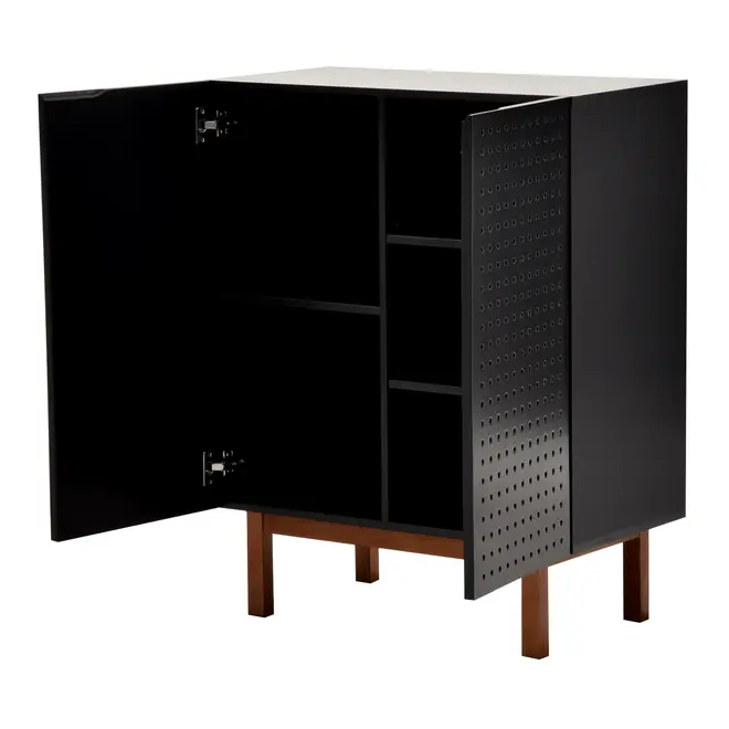 BUFFET 2 PORTAS 80 CM X 40 CM POINT - PRETO/NOZES - Foto 7