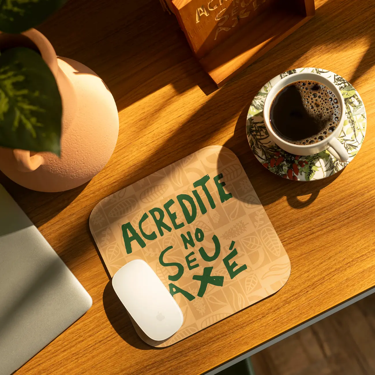 MOUSE PAD SETE ERVAS AXÉ - BEGE/VERDE - Foto 3