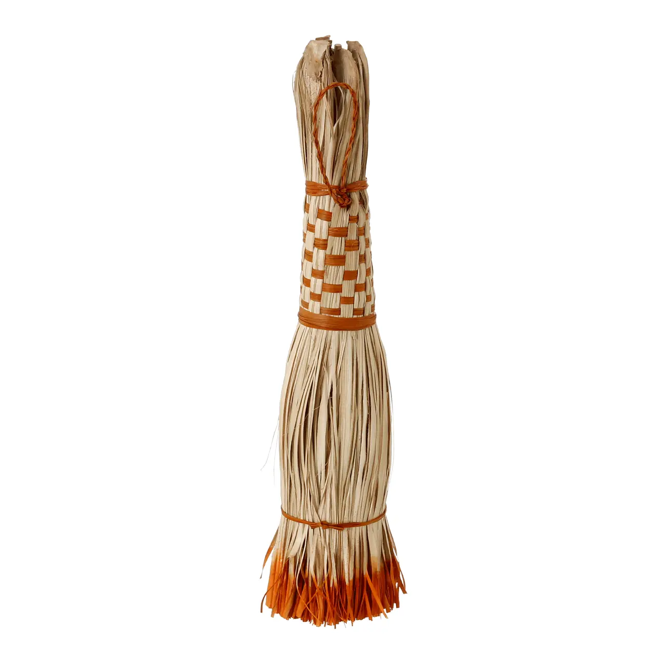 VASSOURA DECORATIVA ACARI - FIBRA CLARA/LARANJA - Foto 2