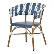 CADEIRA PARA ÁREA EXTERNA COM BRAÇOS BLUESTRIPE - CAFÉ/AZUL ESCURO - Foto 1