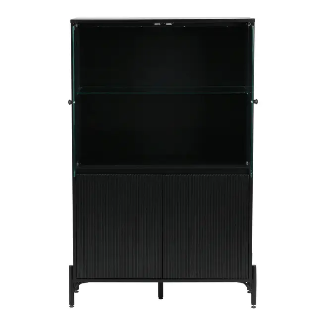 CRISTALEIRA 4 PORTAS 90X139 RIBS - PRETO/INCOLOR - Foto 3