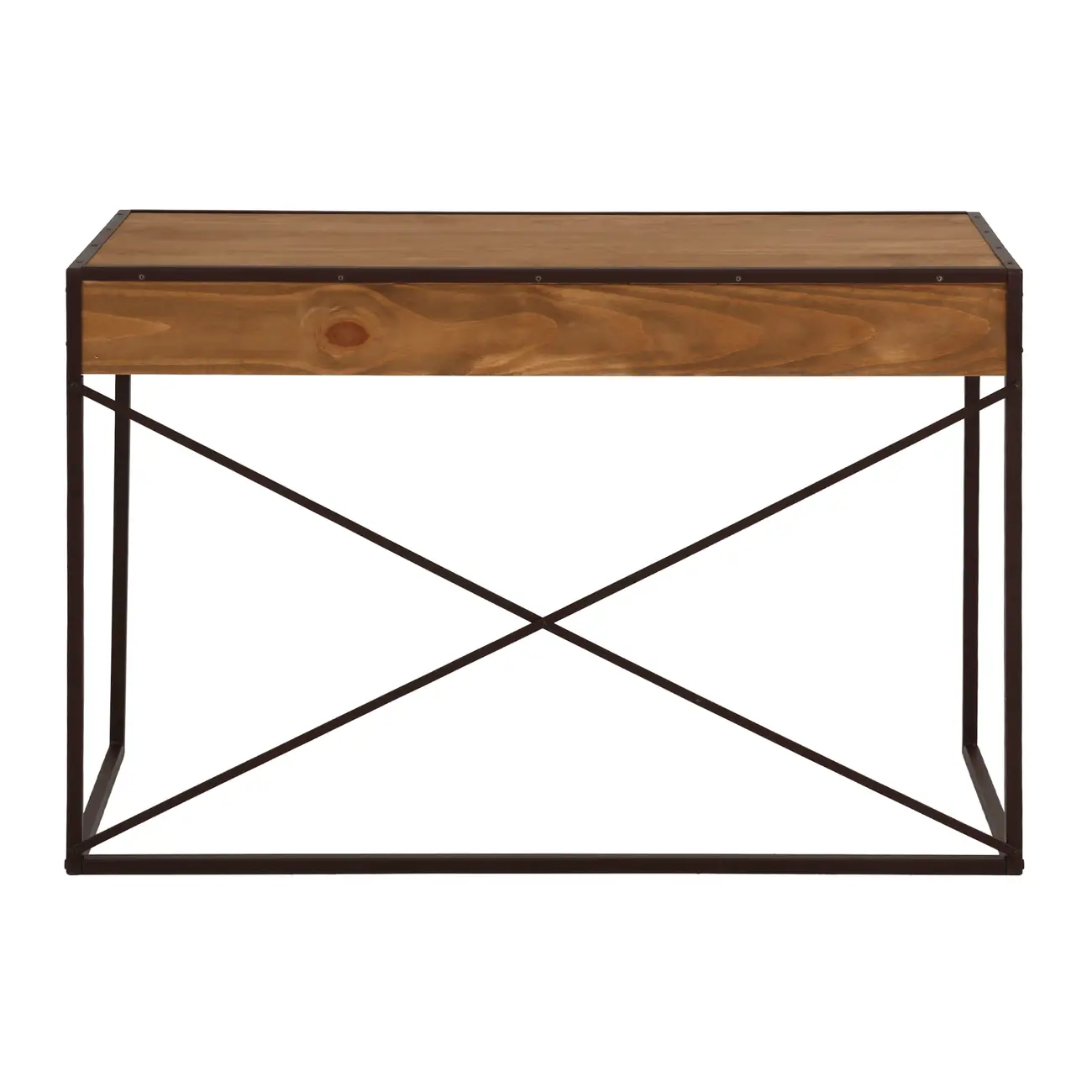 ESCRIVANINHA 2 GAVETAS 1,20 M X 52 CM STEAM TRUNK - CASTANHO/ENCERADO CASTANHO - Foto 6