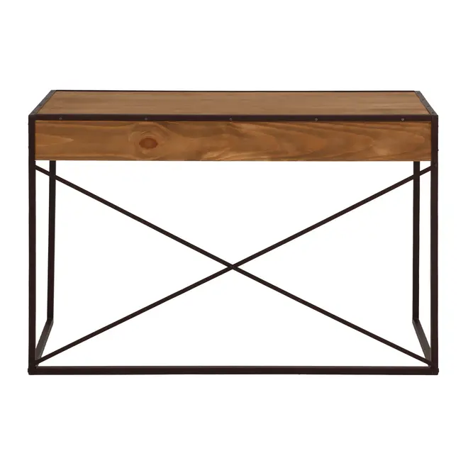 ESCRIVANINHA 2 GAVETAS 1,20 M X 52 CM STEAM TRUNK - CASTANHO/ENCERADO CASTANHO - Foto 6
