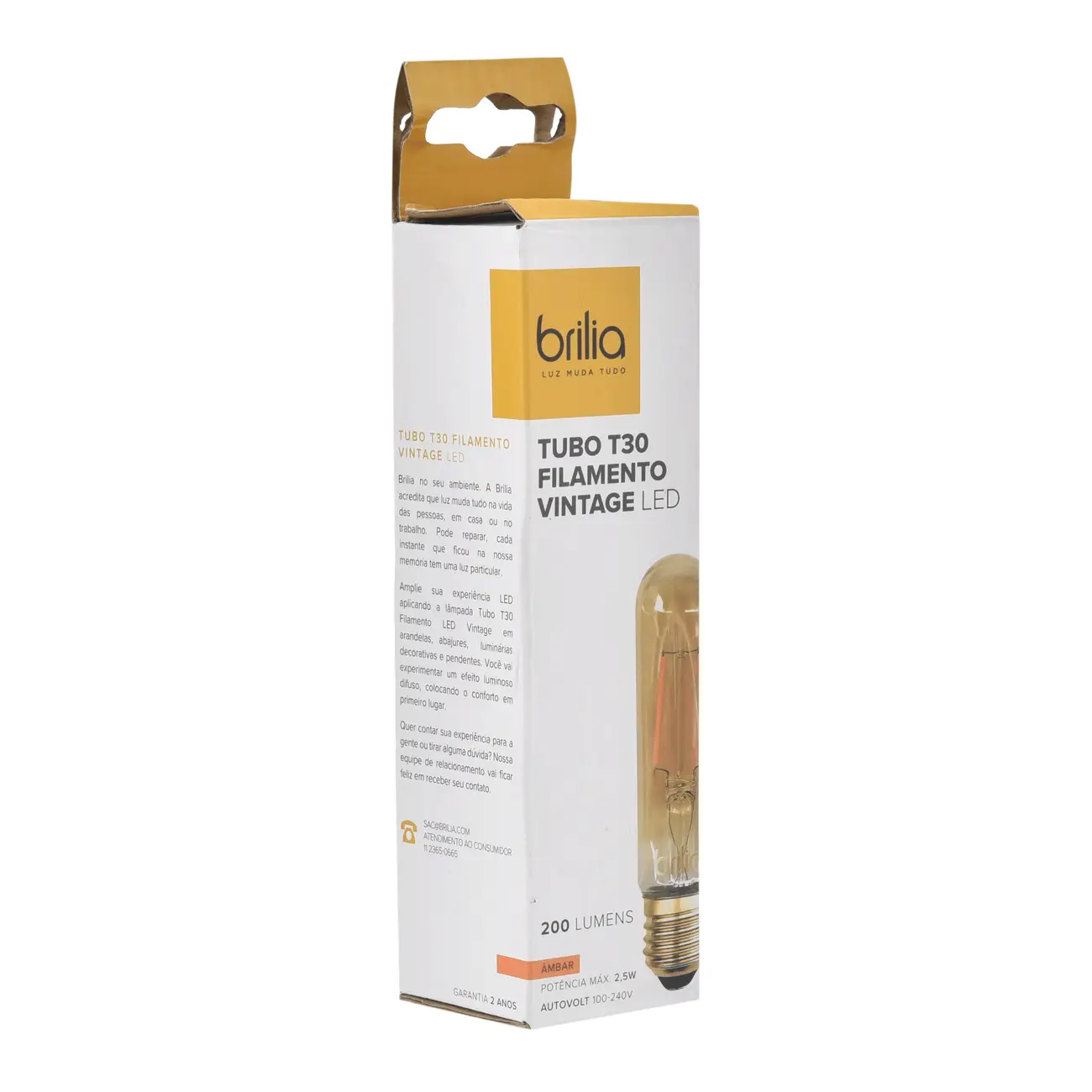 LÂMPADA LED FILAMENTO T30 E27 2,5W 127/220V BRILIA - HANBAR - Foto 4