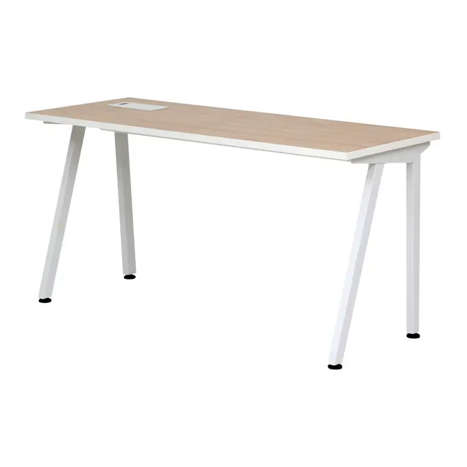 MESA DE ESCRITÓRIO 1,50 M X 60 CM COM CAIXA PARA CONECTIVIDADE ALETA - BRANCO/OAK TAMMI - Foto 3