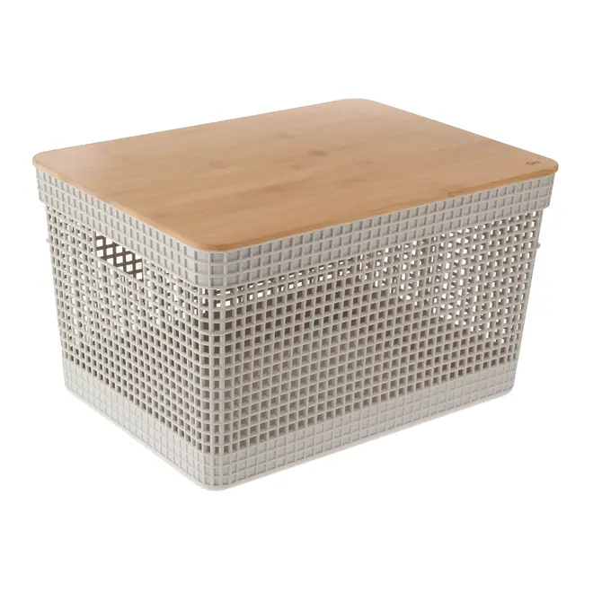 CAIXA 22 CM X 39 CM X 29 CM GRID BAMBU - OFF WHITE/BAMBU - Foto 4