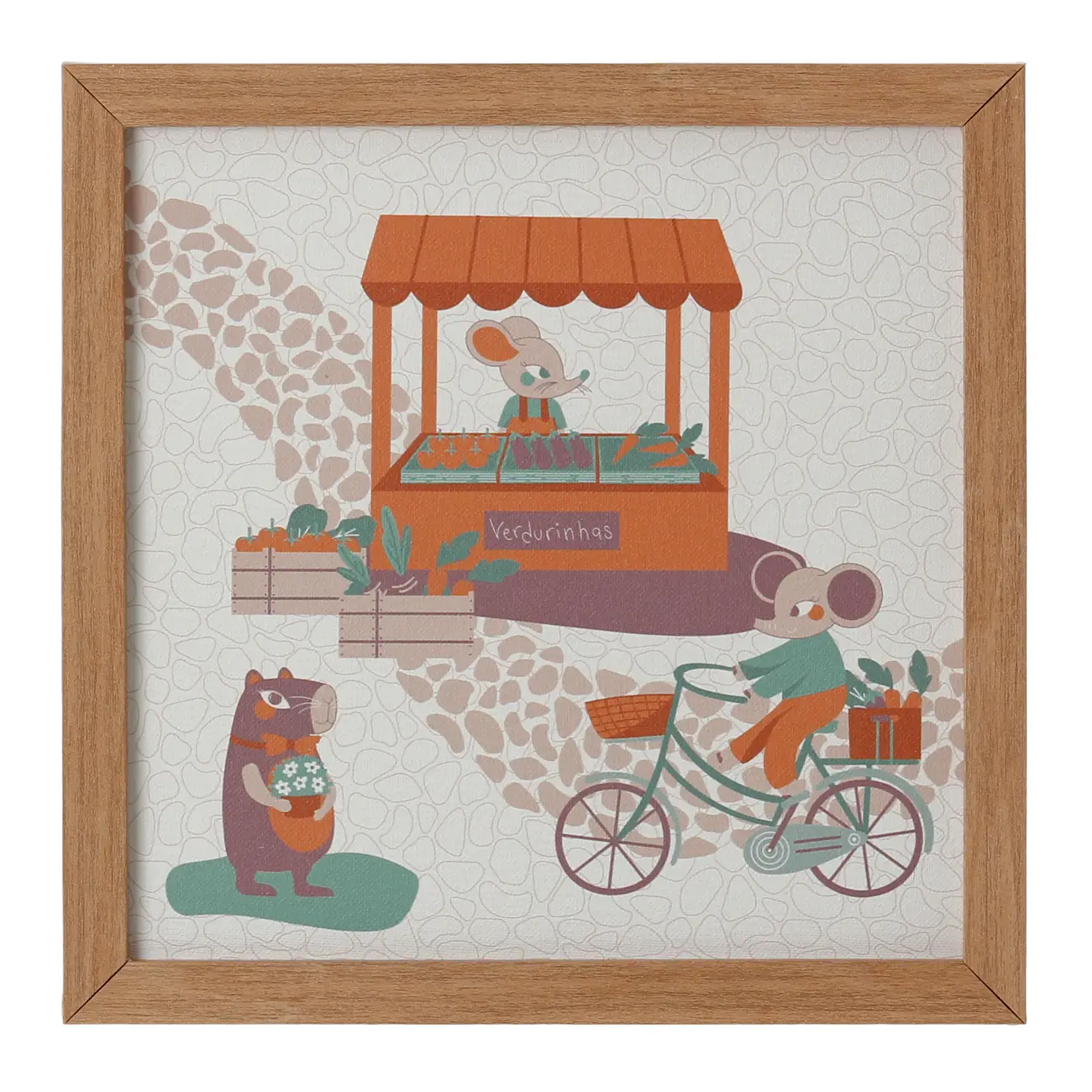 QUADRO I 30 CM X 30 CM FEIRA DOS BICHOS - AMÊNDOA/MULTICOR - Foto 1
