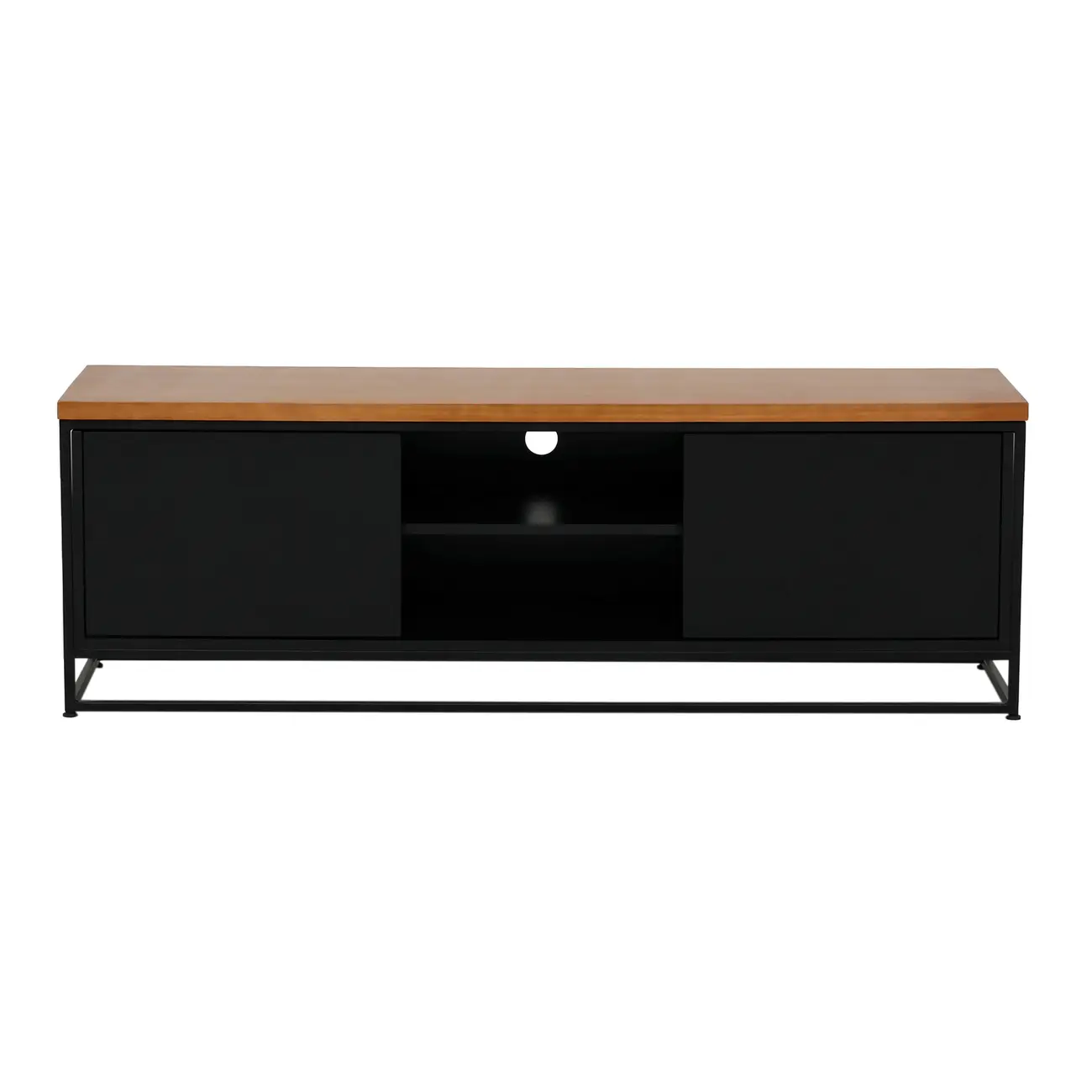 RACK 2 PORTAS 1,40 M X 35 CM SHELVES - PRETO/NOZES - Foto 1