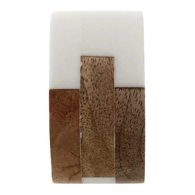 ARGOLA PARA GUARDANAPO CONJUNTO COM 2 PEÇAS MANGO - CASTANHO/OFF WHITE - Foto 5