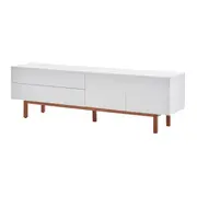 RACK 2 PORTAS/2 GAVETAS 1,90 M X 40 CM POINT - BRANCO/NOZES - Foto 2