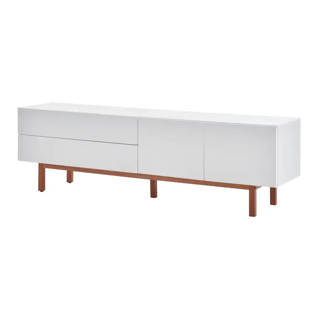 RACK 2 PORTAS/2 GAVETAS 1,90 M X 40 CM POINT - BRANCO/NOZES - Foto 2