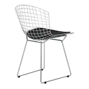 CADEIRA COM ALMOFADA BERTOIA - CROMADO/PRETO - Foto 4