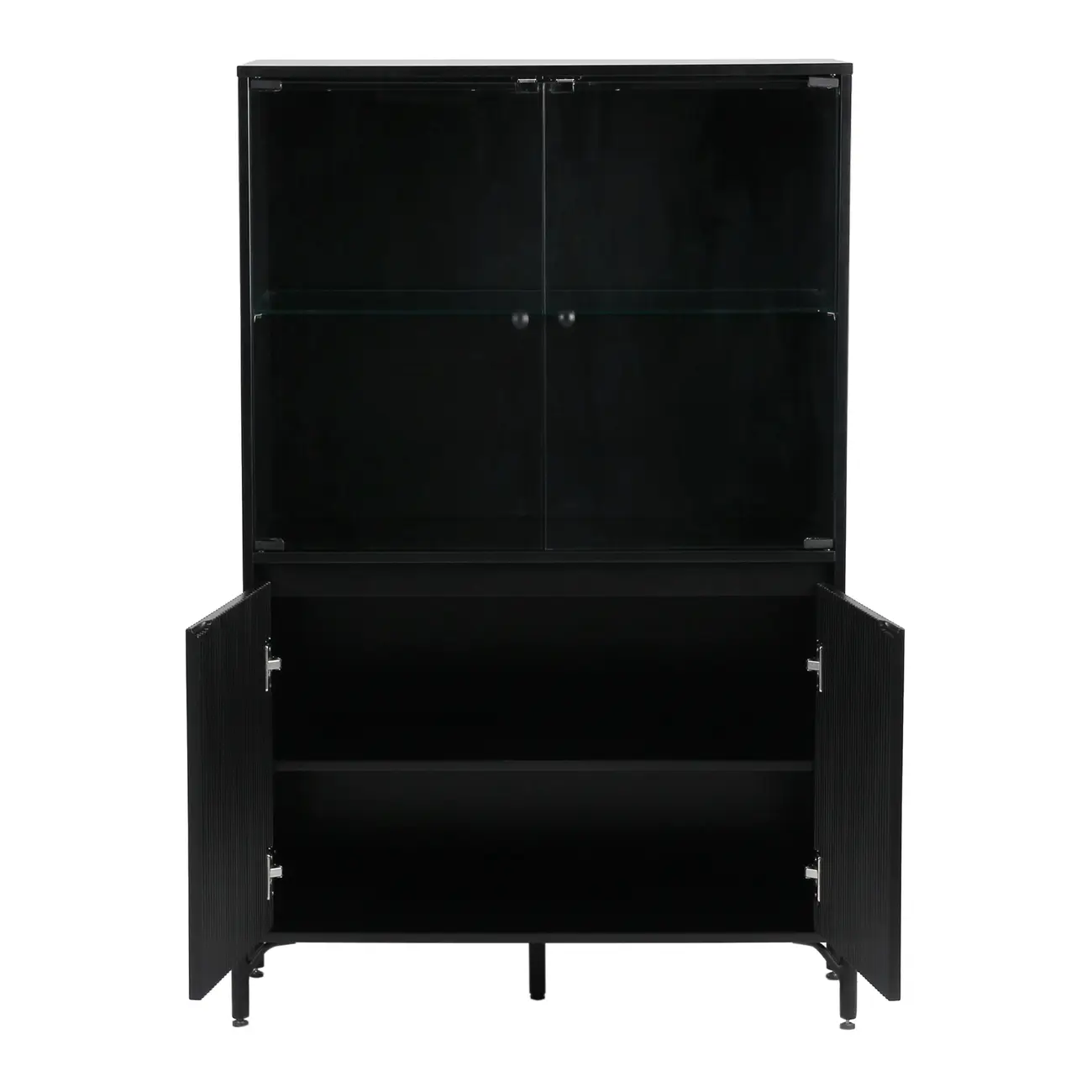 CRISTALEIRA 4 PORTAS 90X139 RIBS - PRETO/INCOLOR - Foto 5
