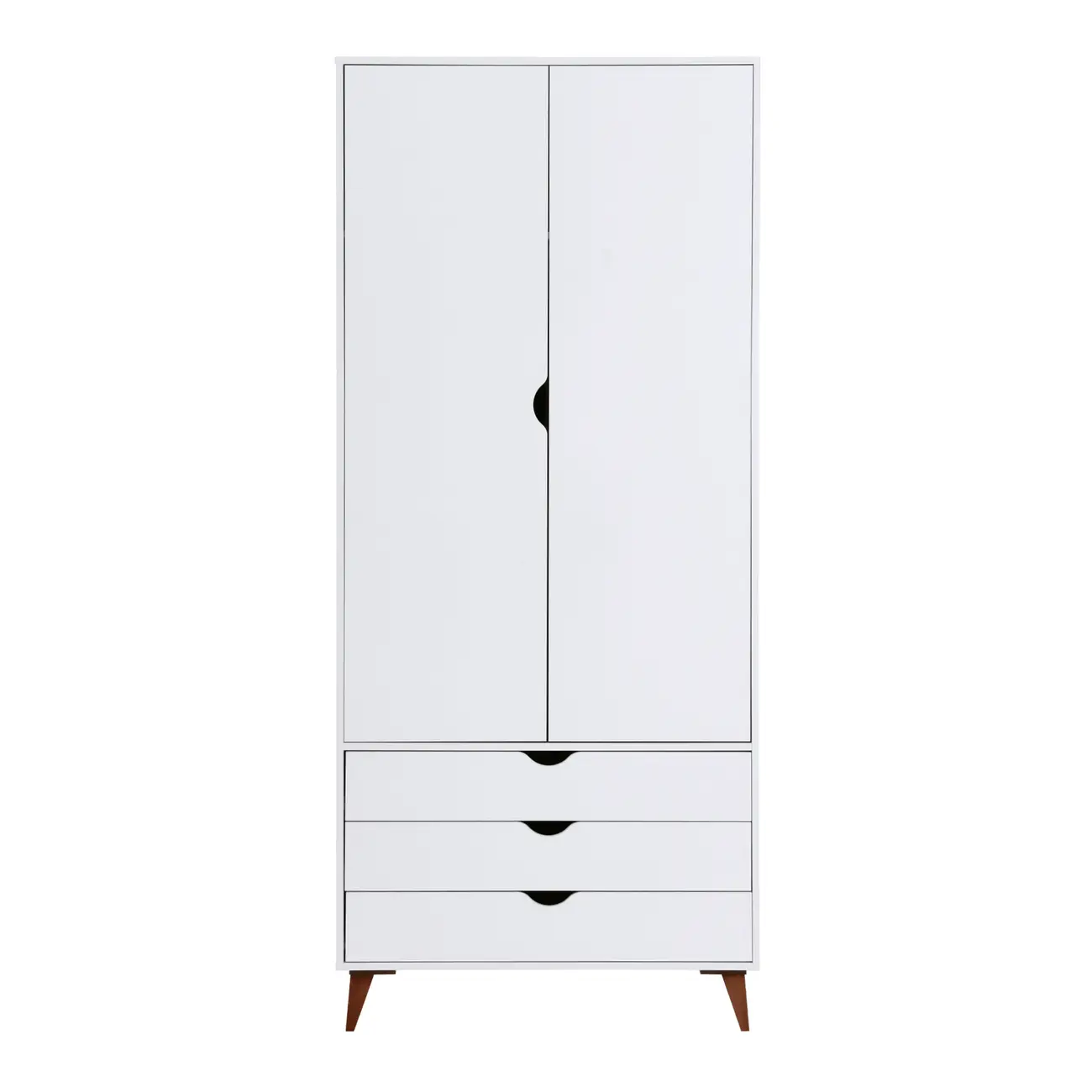 GUARDA-ROUPA 2 PORTAS/3 GAVETAS LIN - BRANCO/NOZES - Foto 1
