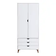 GUARDA-ROUPA 2 PORTAS/3 GAVETAS LIN - BRANCO/NOZES - Foto 1
