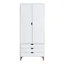 GUARDA-ROUPA 2 PORTAS/3 GAVETAS LIN - BRANCO/NOZES - Foto 1
