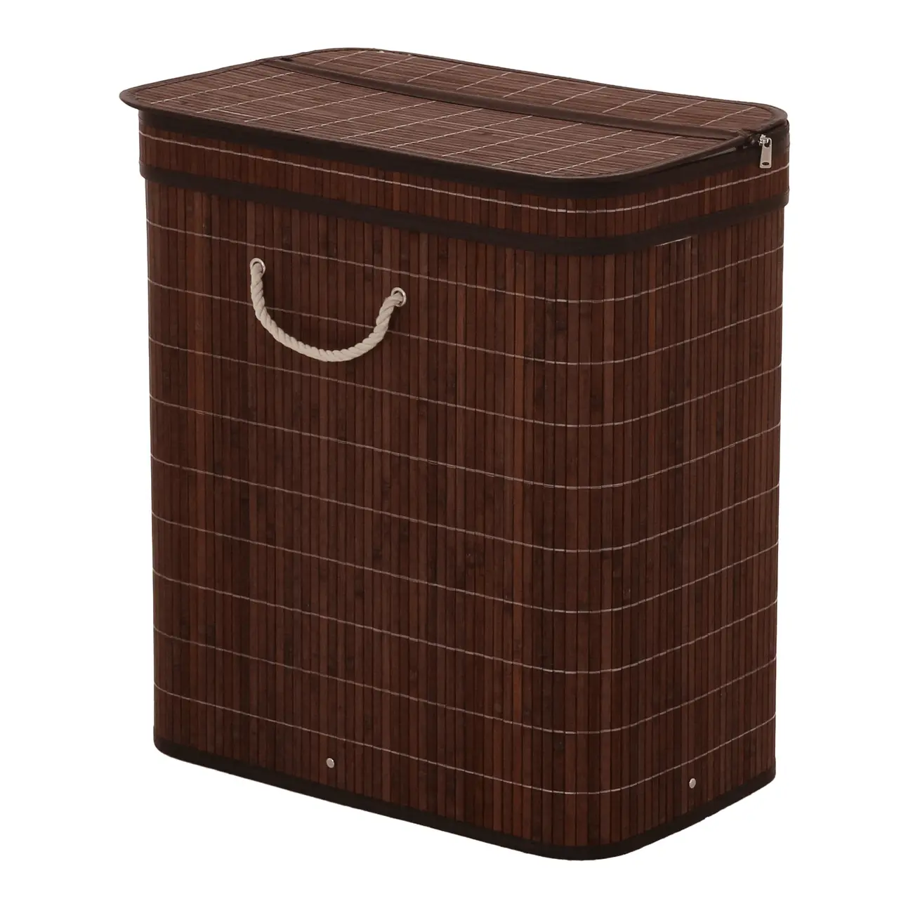 CESTO PARA ROUPAS COM DIVISÓRIA 53 CM X 60 CM X 35 CM BUKA - MARROM/BEGE - Foto 2