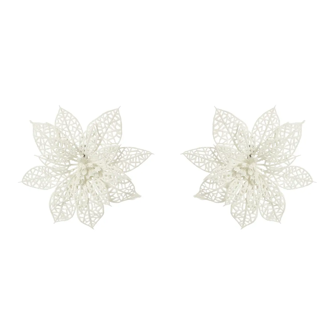KIT COM 2 ADORNOS FLOR VILAREJO NOEL - BRANCO - Foto 1
