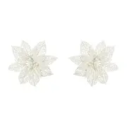 KIT COM 2 ADORNOS FLOR VILAREJO NOEL - BRANCO - Foto 1