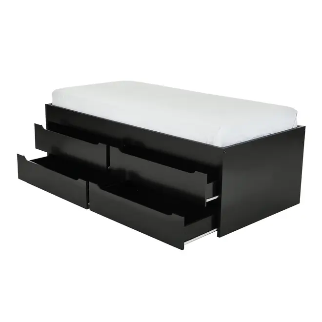 CAMA DE SOLTEIRO ALTA COM 4 GAVETAS 88 CM JOKER - PRETO - Foto 3
