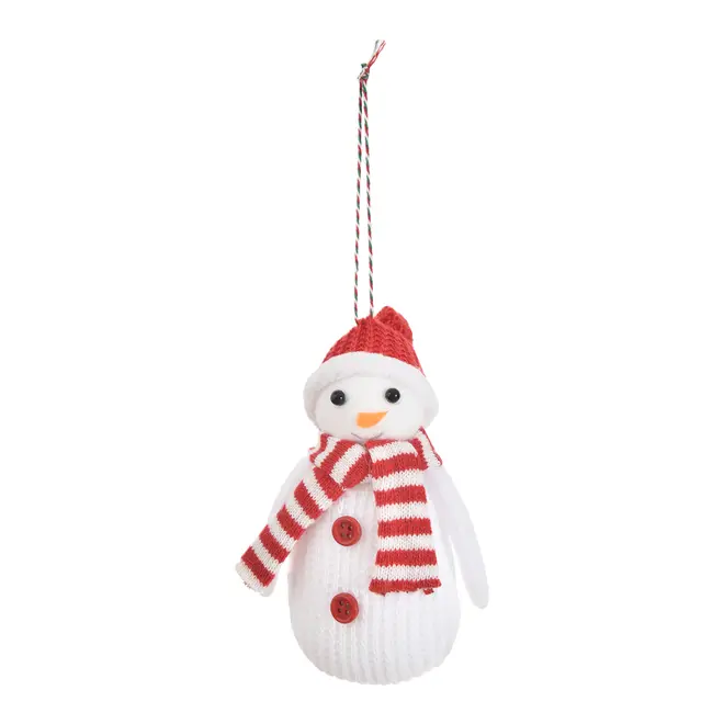 PINGENTE BONECO NEVE TRICOTADO HOHO HOME - BRANCO/VERMELHO - Foto 1