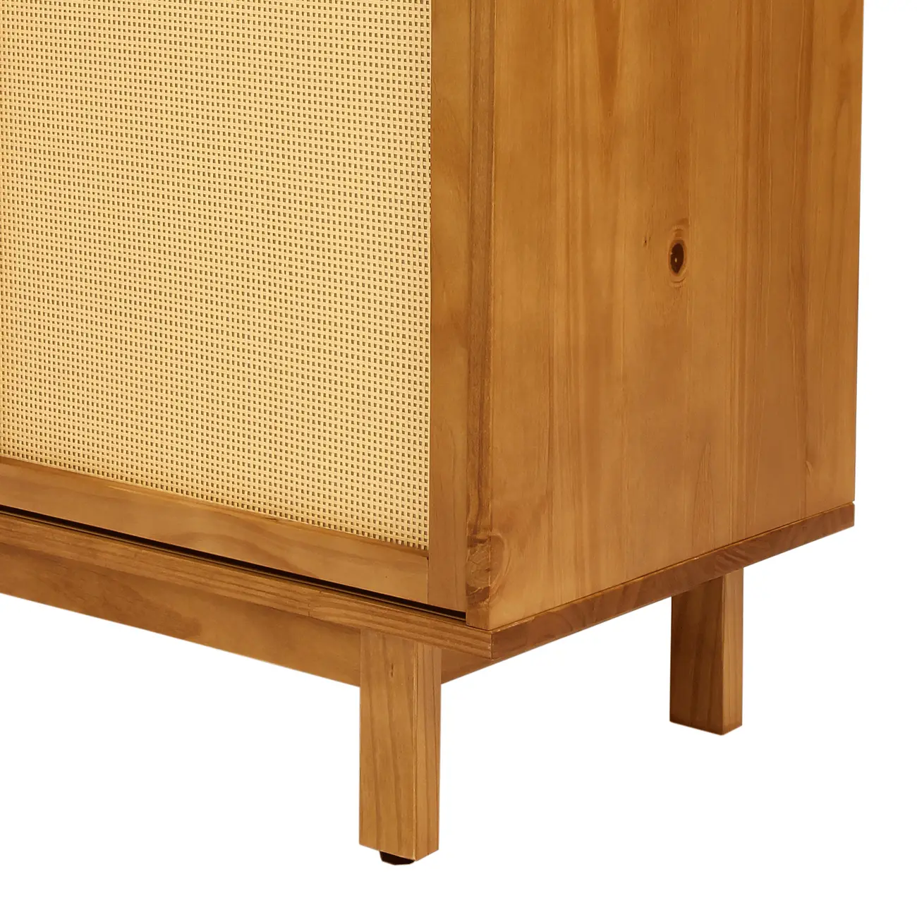 CÔMODA 4 GAVETAS/1 PORTA DE CORRER COM PALHINHA 90 CM X 40 CM PALHANDI - AMÊNDOA/NATURAL - Foto 11