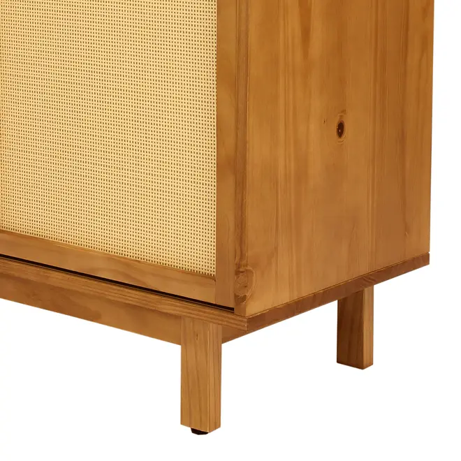 CÔMODA 4 GAVETAS/1 PORTA DE CORRER COM PALHINHA 90 CM X 40 CM PALHANDI - AMÊNDOA/NATURAL - Foto 11