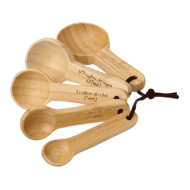 JOGO COM 5 COLHERES MEDIDORAS BAMBOO - BAMBU - Foto 2