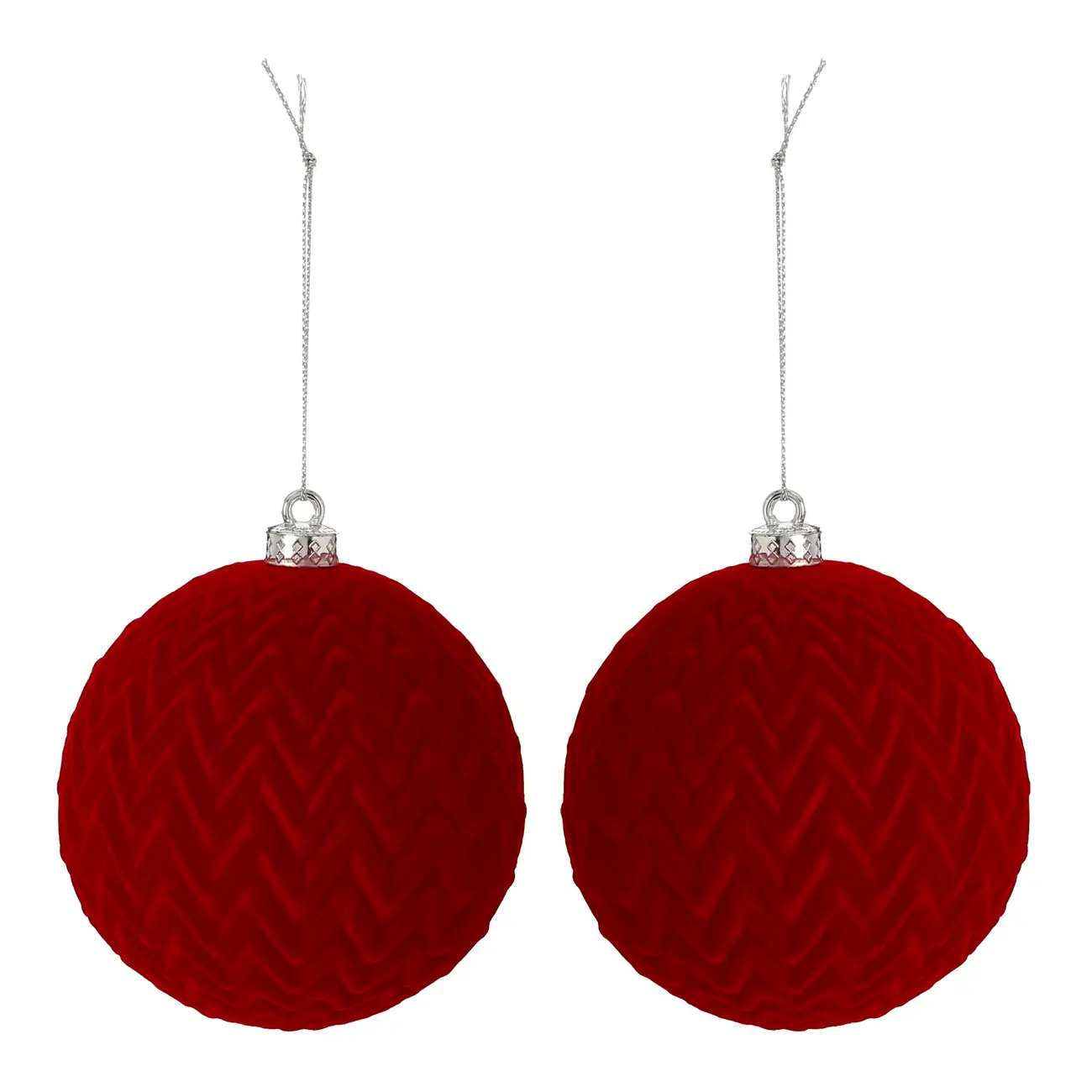 KIT COM 2 PINGENTES BOLA RELEVO COLORFUN XMAS - VERMELHO - Foto 1