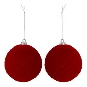 KIT COM 2 PINGENTES BOLA RELEVO COLORFUN XMAS - VERMELHO - Foto 1