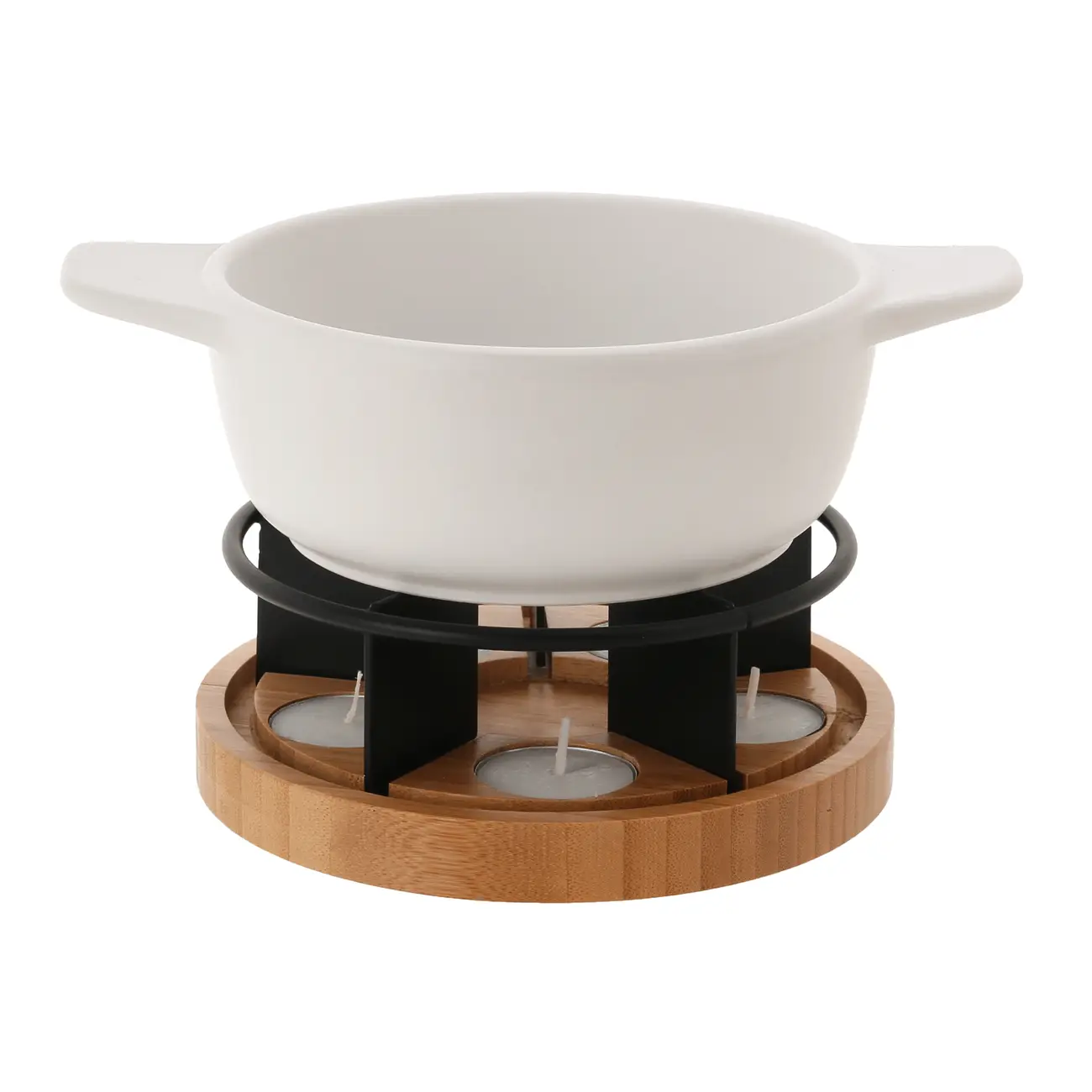 KIT PARA FONDUE 12 PEÇAS SKILIN - BRANCO/BAMBU - Foto 2
