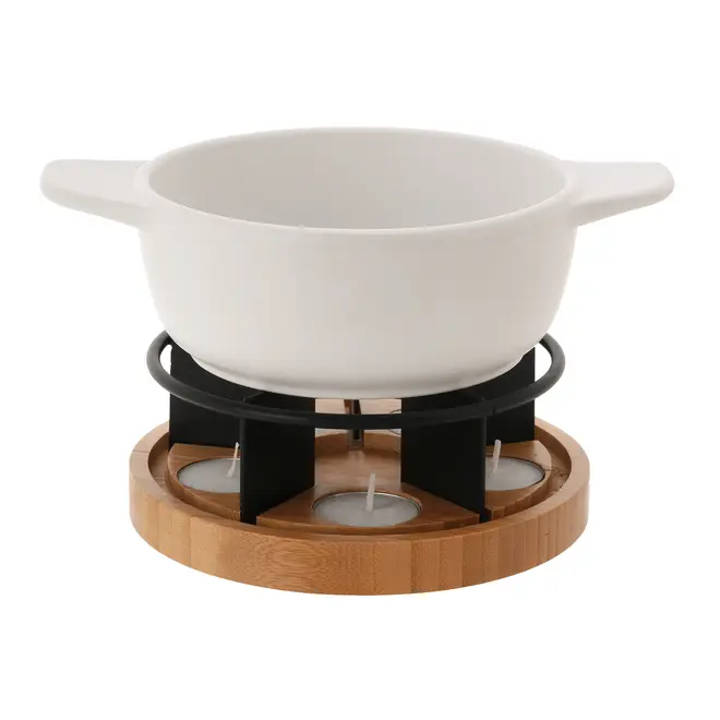 KIT PARA FONDUE 12 PEÇAS SKILIN - BRANCO/BAMBU - Foto 2