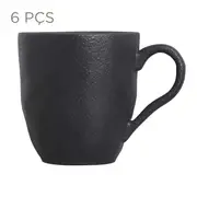JOGO CANECA 270 ML C/6 PÇS GEO ORGÂNICO - PRETO FOSCO - Foto 1