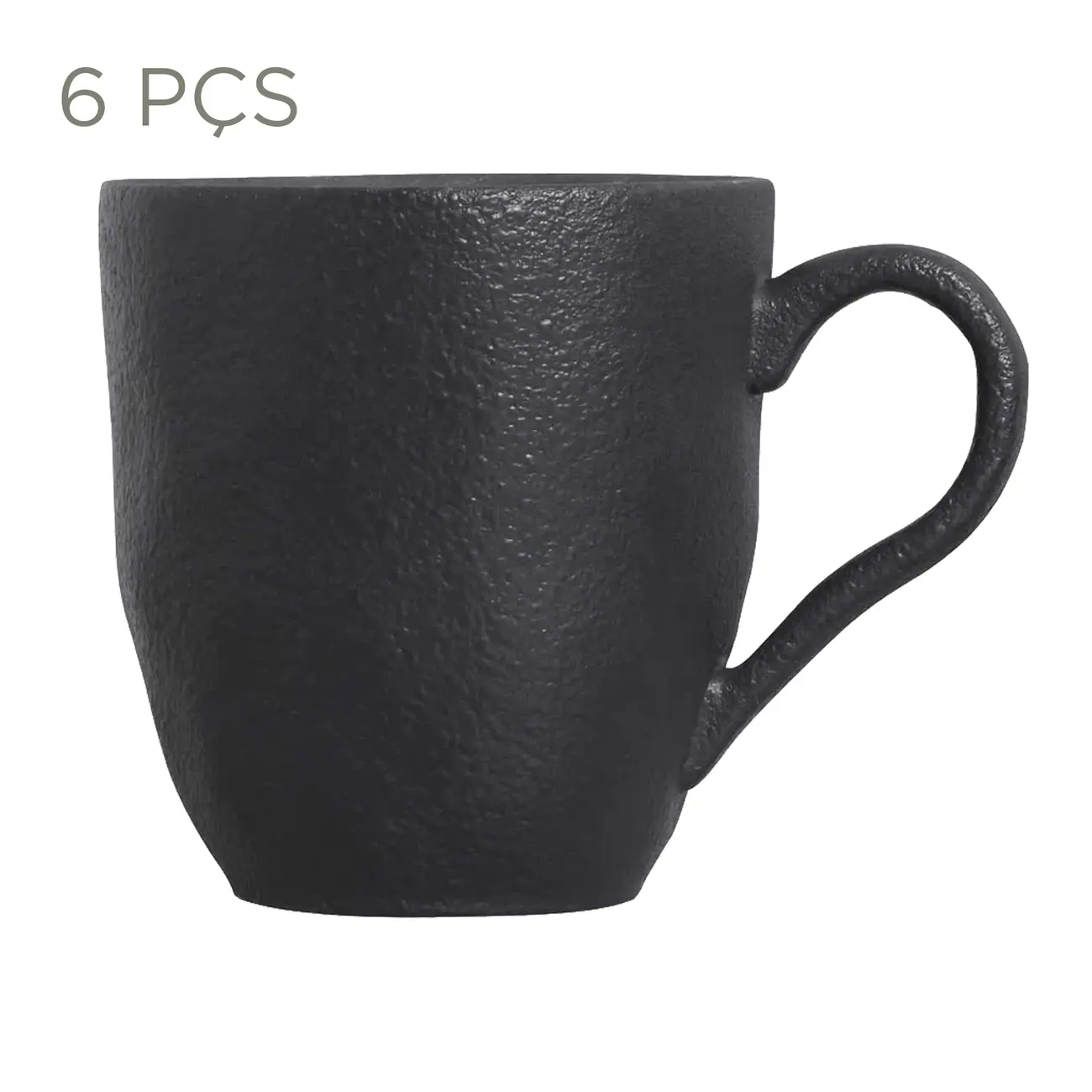 JOGO CANECA 270 ML C/6 PÇS GEO ORGÂNICO - PRETO FOSCO - Foto 1