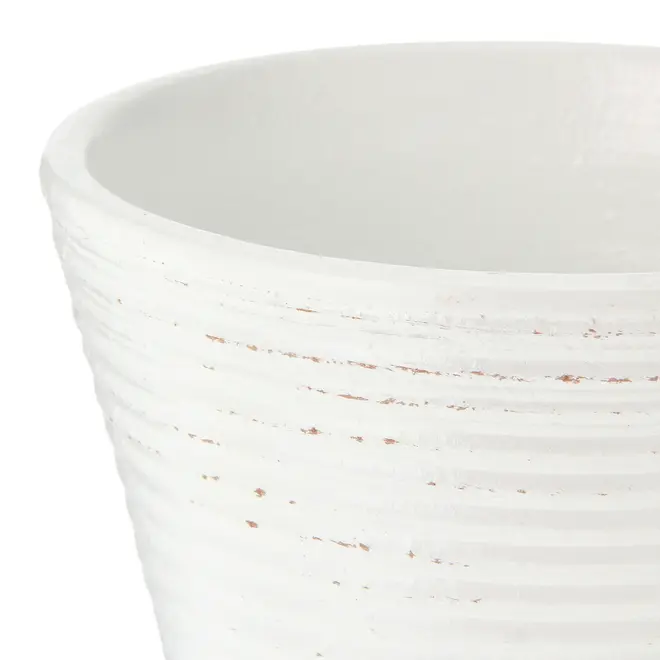 CACHEPÔ 14 CM ONDULLE - BRANCO/ PATINA PROVENÇAL - Foto 2