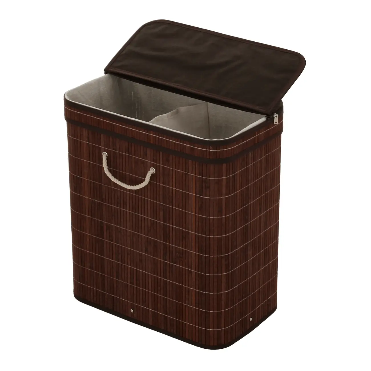 CESTO PARA ROUPAS COM DIVISÓRIA 53 CM X 60 CM X 35 CM BUKA - MARROM/BEGE - Foto 5