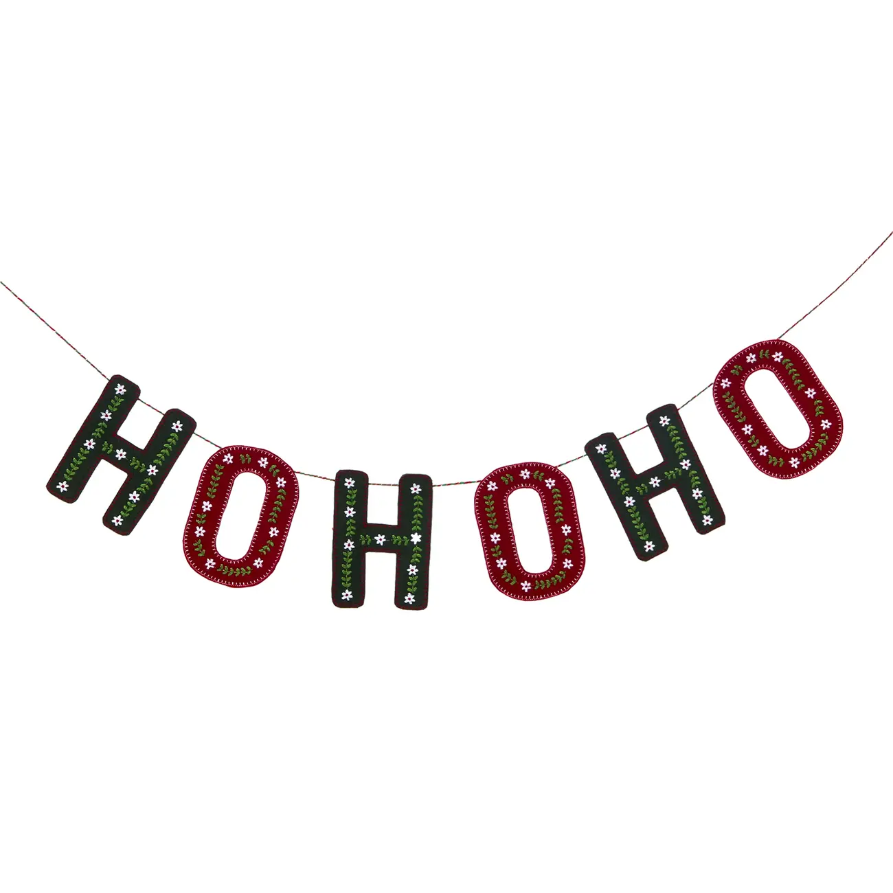 CORDÃO DECORATIVO HO HO HO BORDAR, AMAR E CELEBRAR - VERDE/VERMELHO - Foto 1