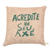 ALMOFADA 50 CM X 50 CM SETE ERVAS AXÉ - VERDE/ARGILA CRUA - Foto 1