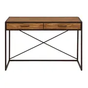 ESCRIVANINHA 2 GAVETAS 1,20 M X 52 CM STEAM TRUNK - CASTANHO/ENCERADO CASTANHO - Foto 1