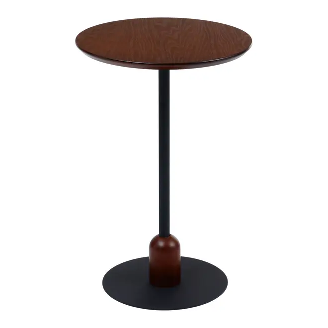 MESA LATERAL REDONDA 40 CM TARUGO - PRETO/NOZES - Foto 1