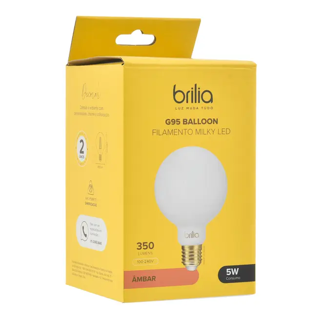 LÂMPADA LED MILK G95 E27 5W 127/220V BRILIA - BRANCO - Foto 4
