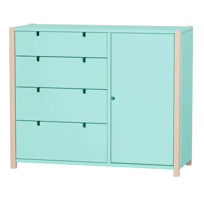CÔMODA 4 GAVETAS/1 PORTA 1,07 M X 42 CM PIN PLAY - NATURAL WASHED/MENTA - Foto 27