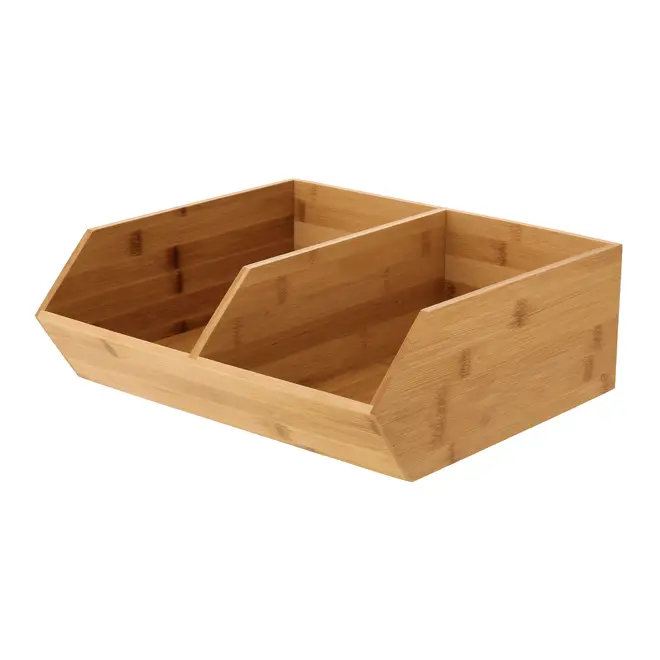 ORGANIZADOR EMPILHÁVEL 34 CM X 31 CM COM 2 DIVISÓRIAS BAMBOO - BAMBU - Foto 2