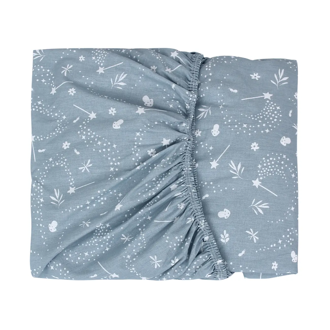 LENÇOL COM ELÁSTICO JÚNIOR INFANTIL 78 CM X 1 62 M X 18 CM DELICADÊ CADÊ - BLEU CENDRÉ/OFF WHITE - Foto 3