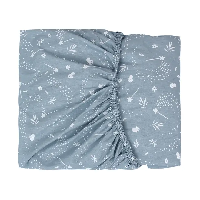 LENÇOL COM ELÁSTICO JÚNIOR INFANTIL 78 CM X 1 62 M X 18 CM DELICADÊ CADÊ - BLEU CENDRÉ/OFF WHITE - Foto 3