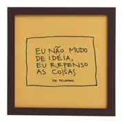 QUADRO 22 CM X 22 CM IDA - REPENSO AS COISAS - MARROM DE LEI/AMARELO HANBAR - Foto 1