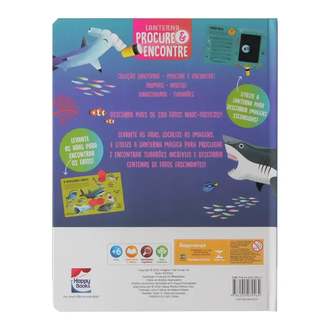 LANTERNA - PROCURE E ENCONTRE! TUBARÕES LIVRO INFANTIL - MULTICOR - Foto 3