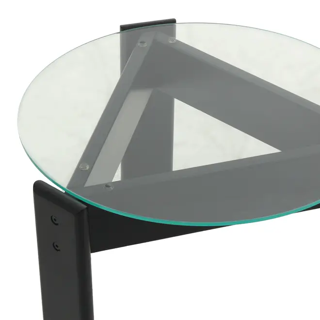 MESA LATERAL REDONDA 53 CM TRISKEL - EBANIZADO/INCOLOR - Foto 4